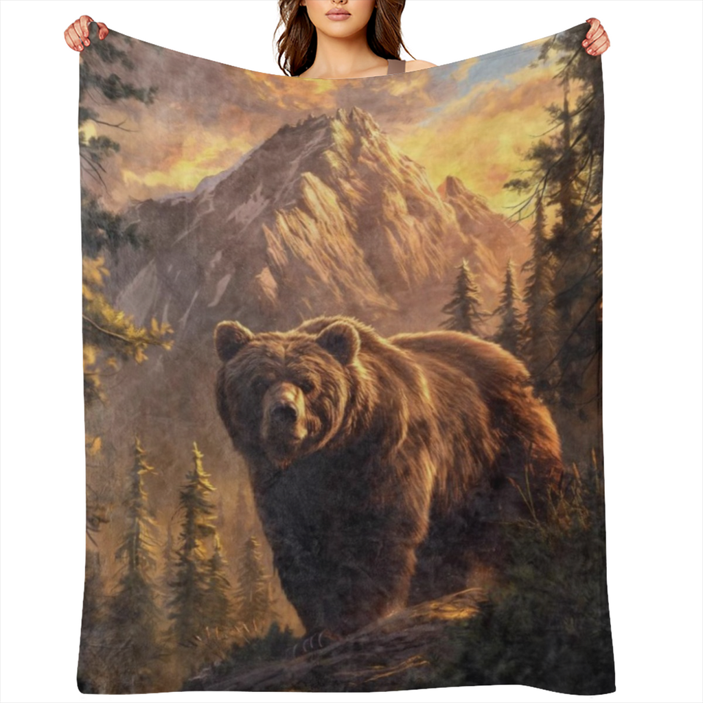 Bear Blanket Gifts for Women Girls Adults Soft Warm Lightweight Cozy Plush Wild Animal Throw Blankets for Bedroom Living Room Sofa Home Decor