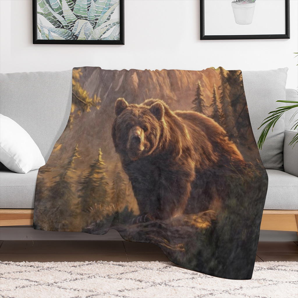 Bear Blanket Gifts for Women Girls Adults Soft Warm Lightweight Cozy Plush Wild Animal Throw Blankets for Bedroom Living Room Sofa Home Decor