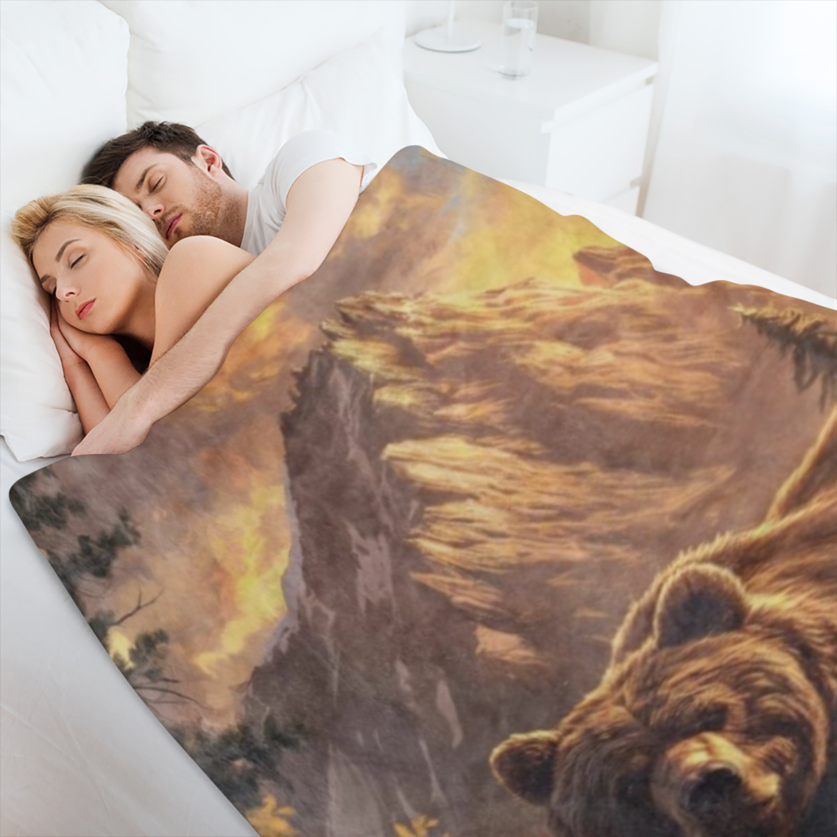 Bear Blanket Gifts for Women Girls Adults Soft Warm Lightweight Cozy Plush Wild Animal Throw Blankets for Bedroom Living Room Sofa Home Decor