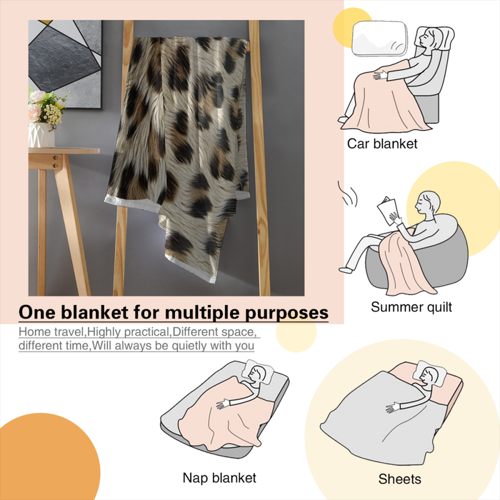 Cheetah Animal Skin Soft Warm Cozy Blanket, Brown Fur Leopard Lightweight Plush Throw Blanket, Home Decor Soft Blanket for Living Bed Room Couch-280GSM