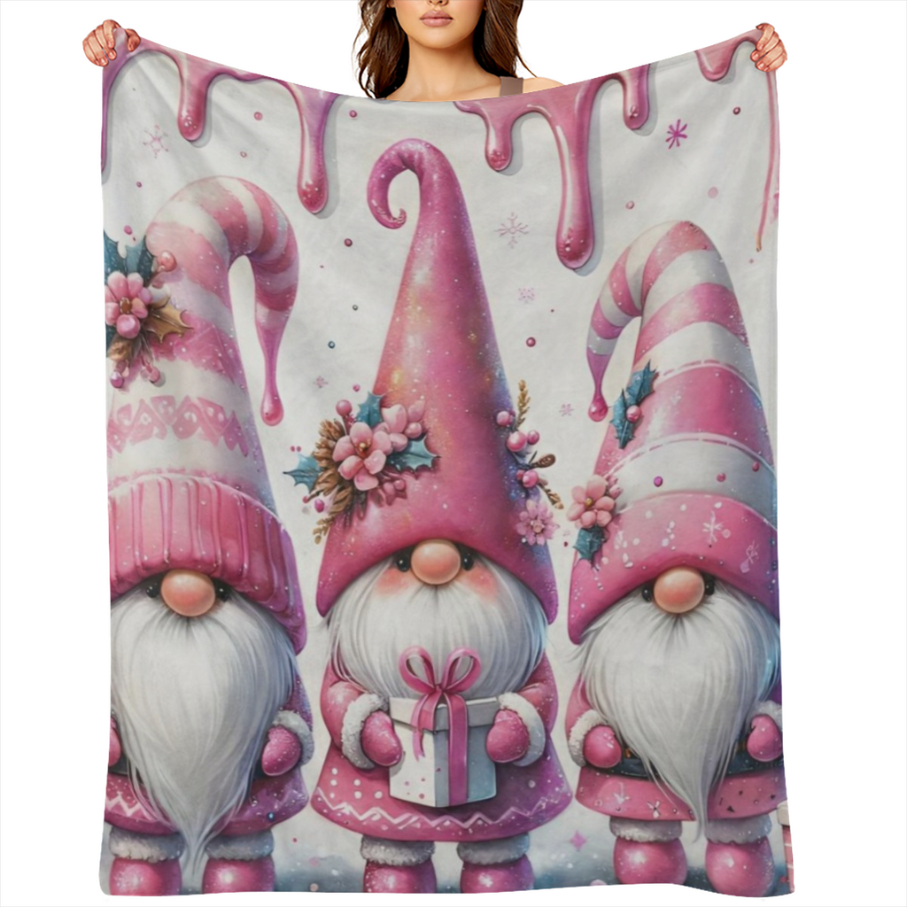 Christmas Gift1pcs Three Dwarfs Holding Gifts Pattern Fleece Blanket Warm Soft Lightweight Machine Washable Suitable for Sofa Bed Travel Camping Living Room Office Sofa Chair and Bed Use All Seasons C