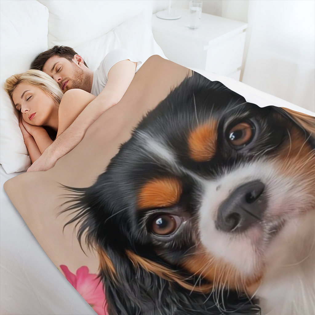 1pc Cavalier King Charles Spaniel Dog Blanket Floral Print Design Suitable for Bedroom Decor Living Room Decor Sofa Decor Bed Decor Wall Decor and Pet Bed Decor.