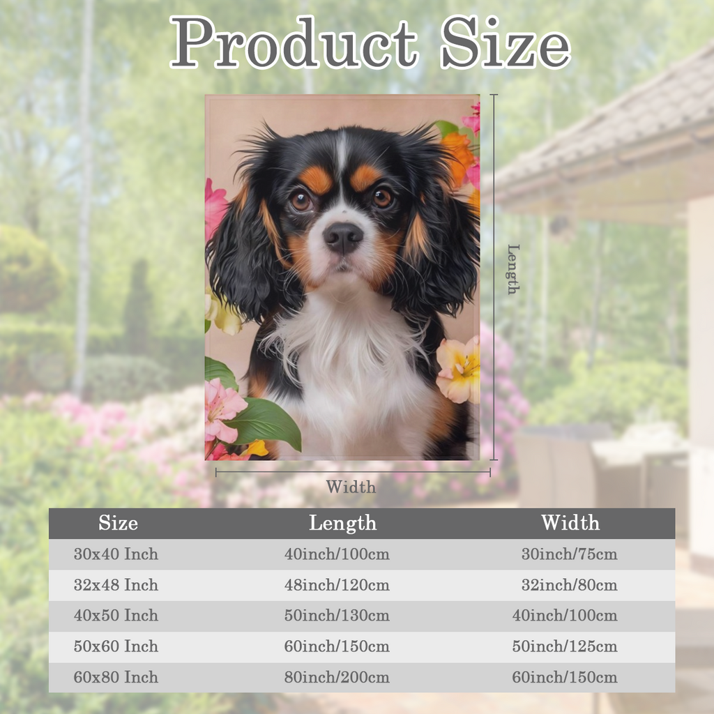 1pc Cavalier King Charles Spaniel Dog Blanket Floral Print Design Suitable for Bedroom Decor Living Room Decor Sofa Decor Bed Decor Wall Decor and Pet Bed Decor.