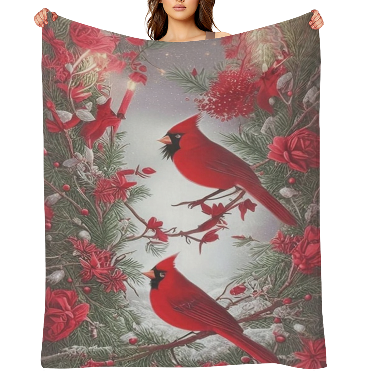Cardinal Blanket Soft Cozy Cardinal Fleece Throw Blanket Lightweight Warm Red Bird Flannel Plush Bedding Stuff Decor Blanket Cardinal Gifts for Lover Girls Boys Boys Girls Women Adults Bed Travel 40x5