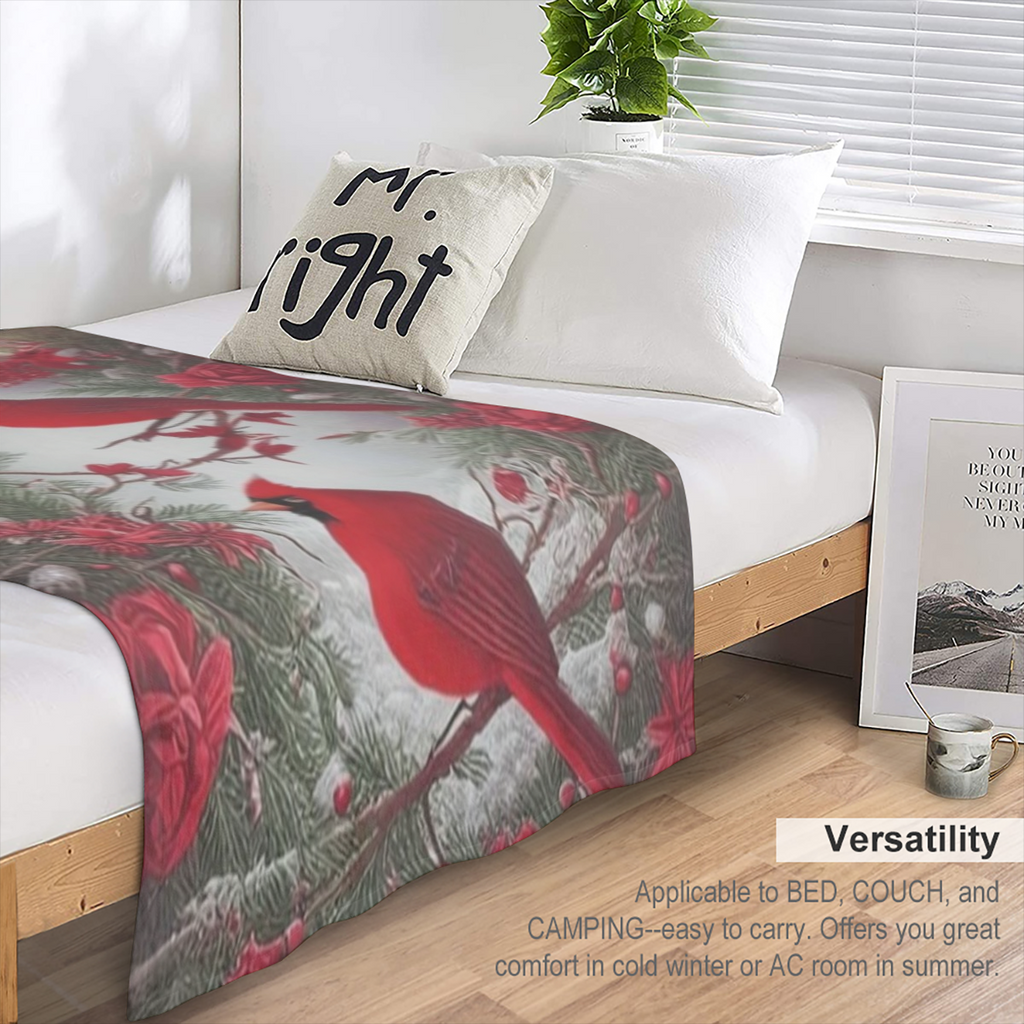 Cardinal Blanket Soft Cozy Cardinal Fleece Throw Blanket Lightweight Warm Red Bird Flannel Plush Bedding Stuff Decor Blanket Cardinal Gifts for Lover Girls Boys Boys Girls Women Adults Bed Travel 40x5