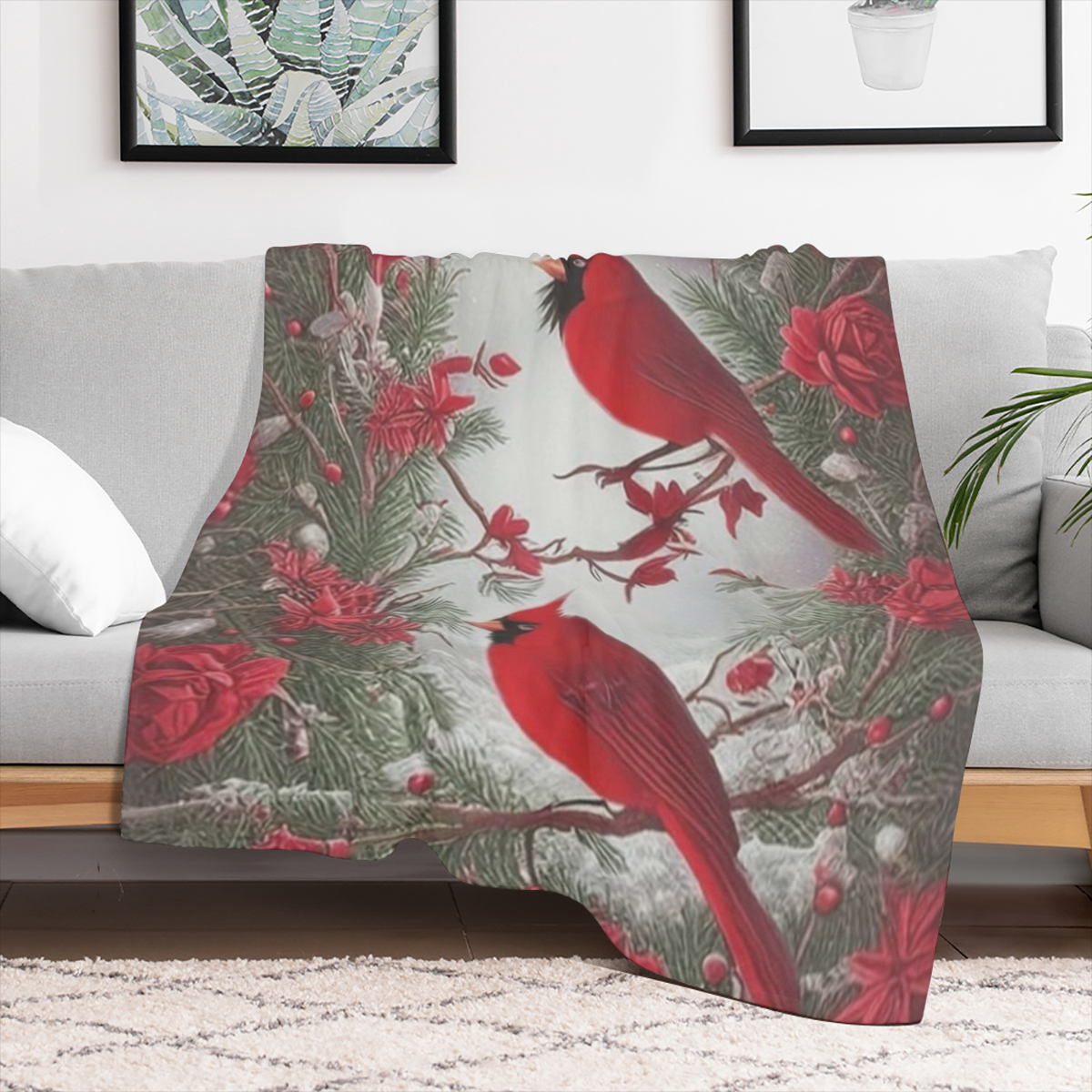 Cardinal Blanket Soft Cozy Cardinal Fleece Throw Blanket Lightweight Warm Red Bird Flannel Plush Bedding Stuff Decor Blanket Cardinal Gifts for Lover Girls Boys Boys Girls Women Adults Bed Travel 40x5
