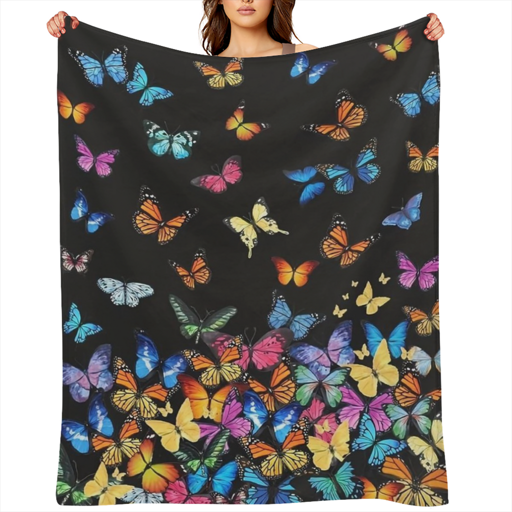 1pc Ultra Soft Butterfly Throw Blanket - Vibrant Colorful Butterfly Pattern Lightweight Cozy Flannel Fabric for Bed Couch or Sofa All- Season Comfort Allseason Blanket Vibrant Decor Cozy Texture
