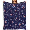 Paw Print Bone Star Throw Blanket 280GSM Flannel Blankets for Couch Bed Sofa Dorm, Warmth Soft Cozy Fleece Blanket Gifts for Her Him All Season