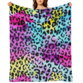 One Piece, Leopard Print Blanket, Rainbow Paint Dyed Blanket, Colorful Printed Blanket, Neon Rainbow Leopard All-Season Warm And Comfortable Quilt, Suitable for Beds, Sofas And Benches