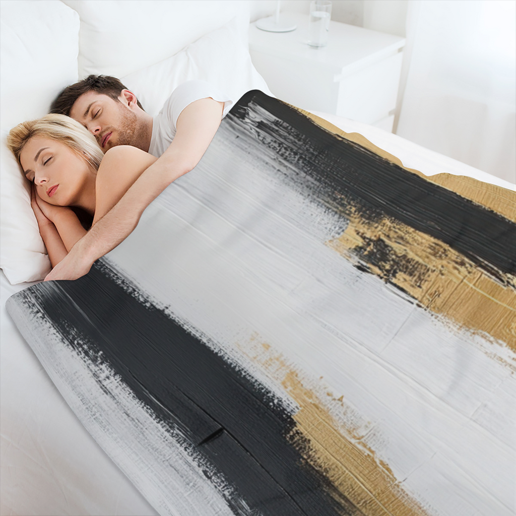 Abstract Gradient Texture Blanket Gifts for Adults, Watercolor Black White Painting Flannel Throw Blankets Soft Comfy Lightweight for Home Decor Couch Bed- 280Gsm