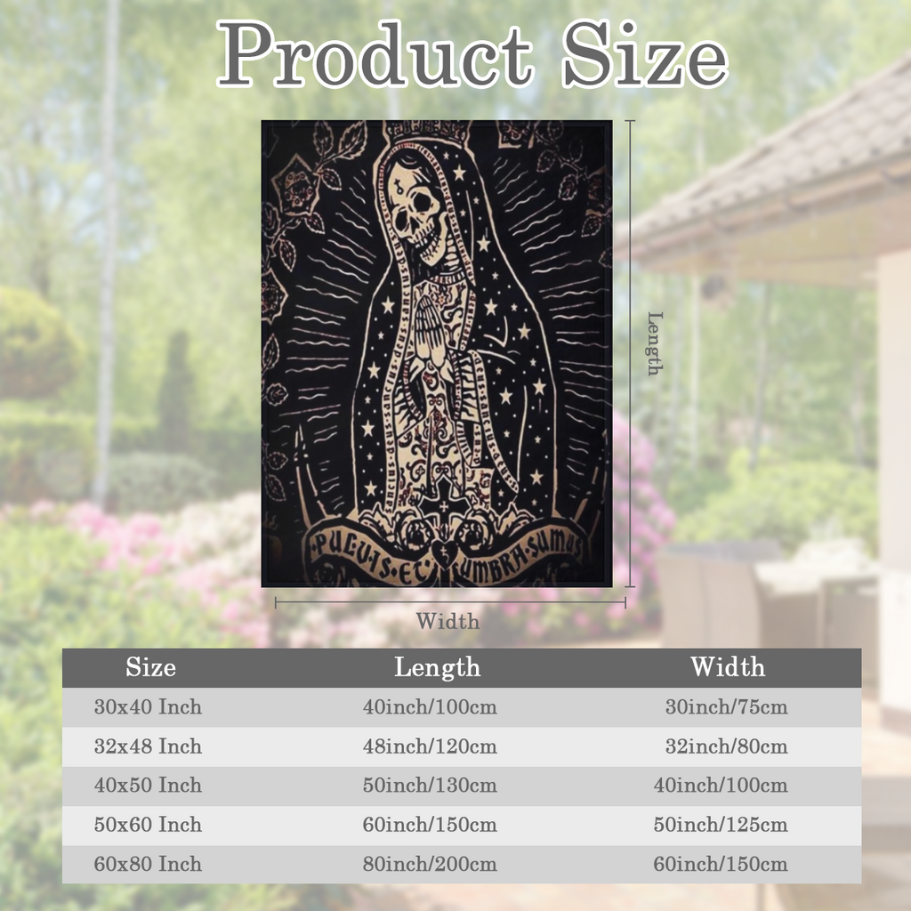 Santa Muerte & Catrina Skull Soft Flannel Throw Blanket - All-Season, Stain-Resistant for Sofa, Bed, Office Naps & Outdoor Adventures