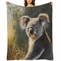 Cozy Koala Fleece Throw Blanket Soft, Warm, Lightweight Flannel with Watercolor Jungle and Wildlife Print, Ideal for Bed, Couch, Sofa Perfect Gift for Youngsters and Adults, All- Season Comfort