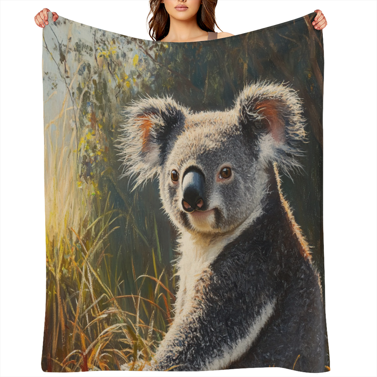 Cozy Koala Fleece Throw Blanket Soft, Warm, Lightweight Flannel with Watercolor Jungle and Wildlife Print, Ideal for Bed, Couch, Sofa Perfect Gift for Youngsters and Adults, All- Season Comfort