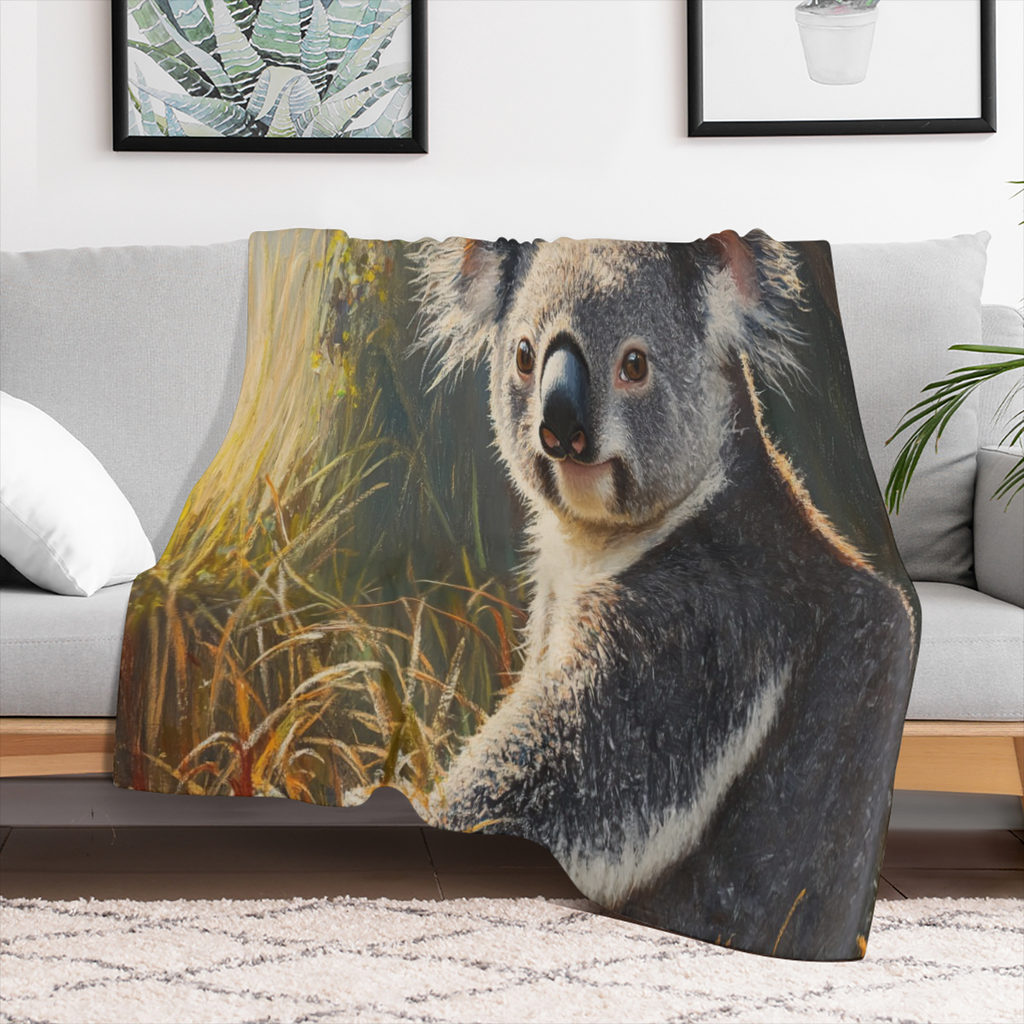 Cozy Koala Fleece Throw Blanket Soft, Warm, Lightweight Flannel with Watercolor Jungle and Wildlife Print, Ideal for Bed, Couch, Sofa Perfect Gift for Youngsters and Adults, All- Season Comfort