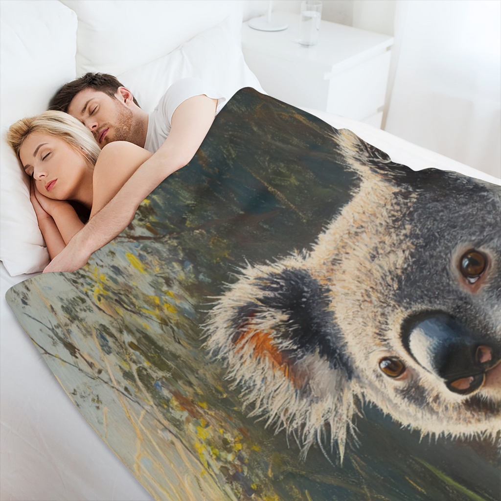 Cozy Koala Fleece Throw Blanket Soft, Warm, Lightweight Flannel with Watercolor Jungle and Wildlife Print, Ideal for Bed, Couch, Sofa Perfect Gift for Youngsters and Adults, All- Season Comfort