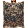 Cozy Bear Pattern Art Blanket - Soft Polyester, Perfect for Naps & Office Chairs, All- Season Gift