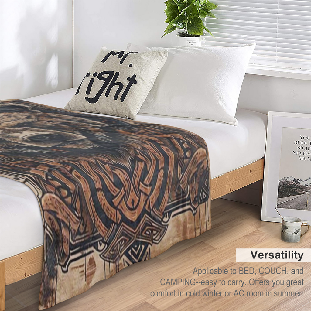 Cozy Bear Pattern Art Blanket - Soft Polyester, Perfect for Naps & Office Chairs, All- Season Gift