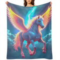 Pegasus Print Flannel Fleece Throw Blanket - Contemporary Style, All- Season, Soft, Lightweight, Machine Washable, Multipurpose for Sofa, Bed, Office Nap - Ideal Gift for Friends and Fami