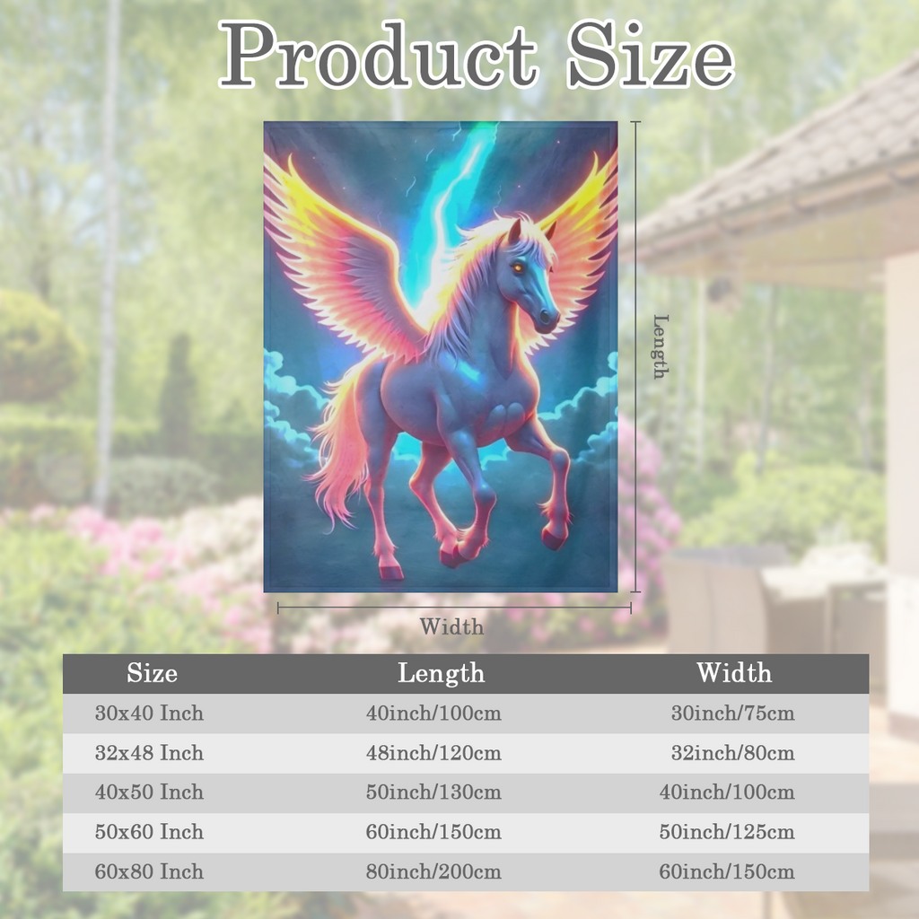 Pegasus Print Flannel Fleece Throw Blanket - Contemporary Style, All- Season, Soft, Lightweight, Machine Washable, Multipurpose for Sofa, Bed, Office Nap - Ideal Gift for Friends and Fami