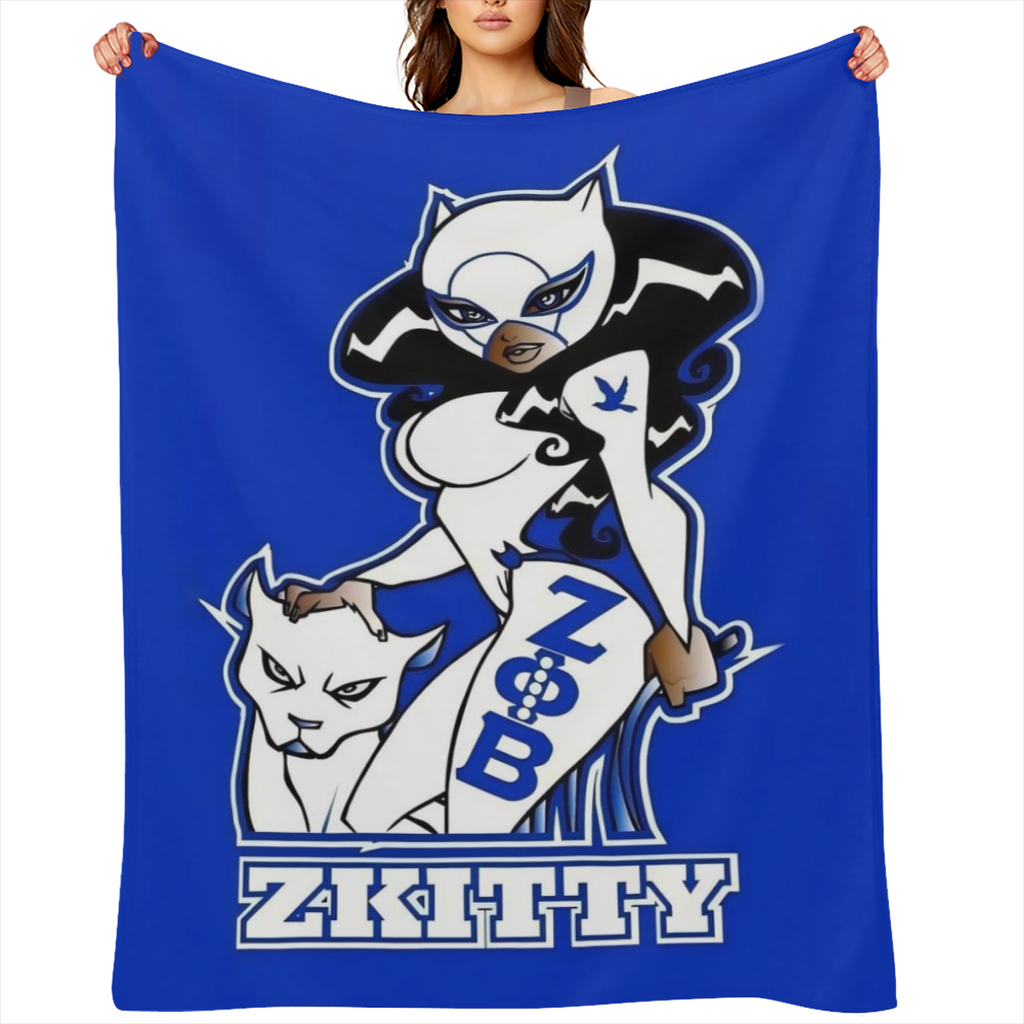 Zeta Phi Beta Sorority Inspired 1920 Blue & White Plaid Flannel Throw Blanket - Soft, Lightweight & Warm for All Seasons - Perfect Gift for Sisters and Friends
