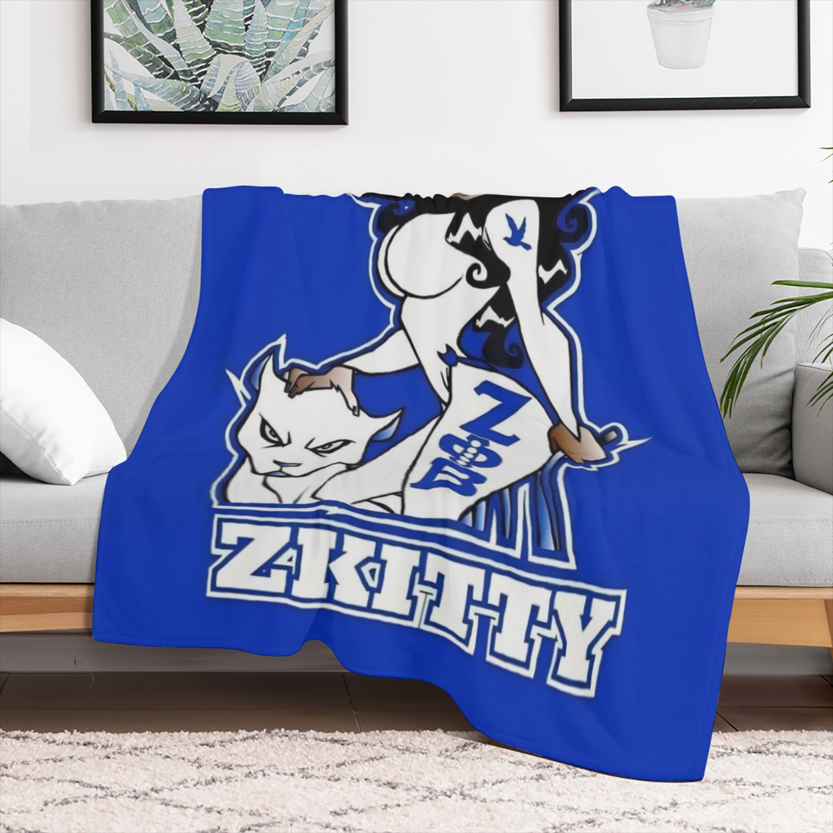 Zeta Phi Beta Sorority Inspired 1920 Blue & White Plaid Flannel Throw Blanket - Soft, Lightweight & Warm for All Seasons - Perfect Gift for Sisters and Friends