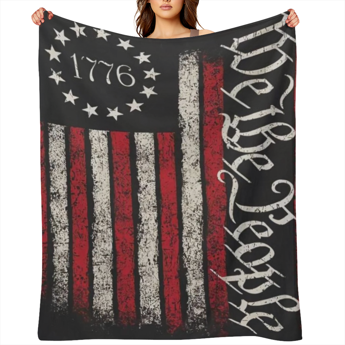 1776 Our PeopleS Patriotic Blanket - Soft Stain-Resistant Machine Washable All-Season Multi-Purpose Office Shawl And Sleeping Mantle Knitted - 1pc