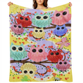 Cute Owl Pattern Polyester office Chair Blanket for all seasons - soft and comfortable lightweight blanket for home and office use