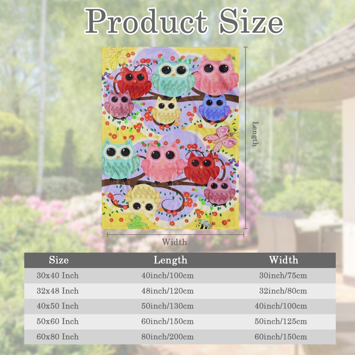 Cute Owl Pattern Polyester office Chair Blanket for all seasons - soft and comfortable lightweight blanket for home and office use