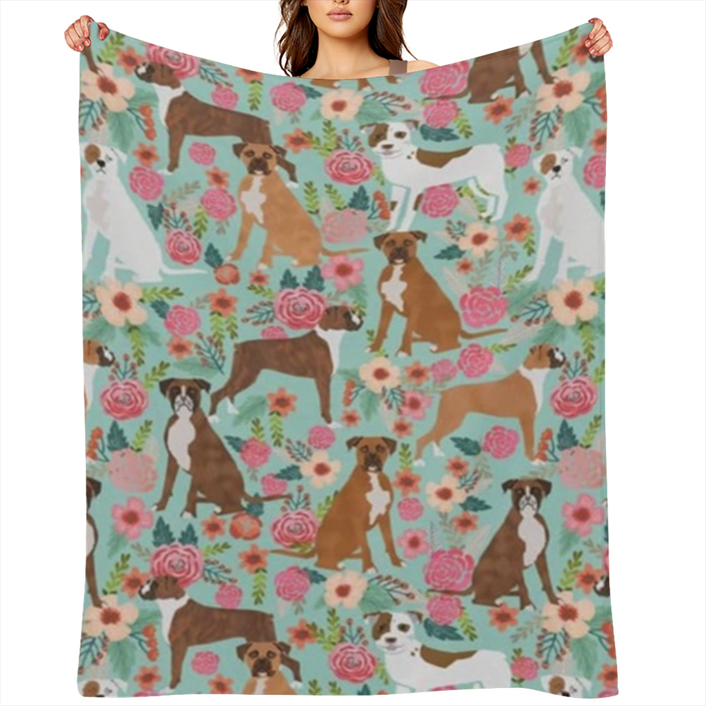 Boxer Dogs Blanket Flannel Throw Blankets Gifts for Boys Girls Adults Lightweight Warm Blanket for Sofa Bed Couch Bedroom Living Room Chair 50x40, 280GSM CozyFlannel MultiSizes, 4 Sizes Available