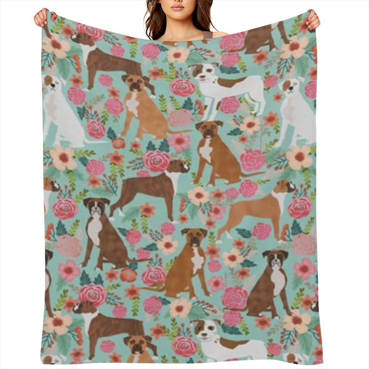 Boxer Dogs Blanket Flannel Throw Blankets Gifts for Boys Girls Adults Lightweight Warm Blanket for Sofa Bed Couch Bedroom Living Room Chair 50x40, 280GSM CozyFlannel MultiSizes, 4 Sizes Available