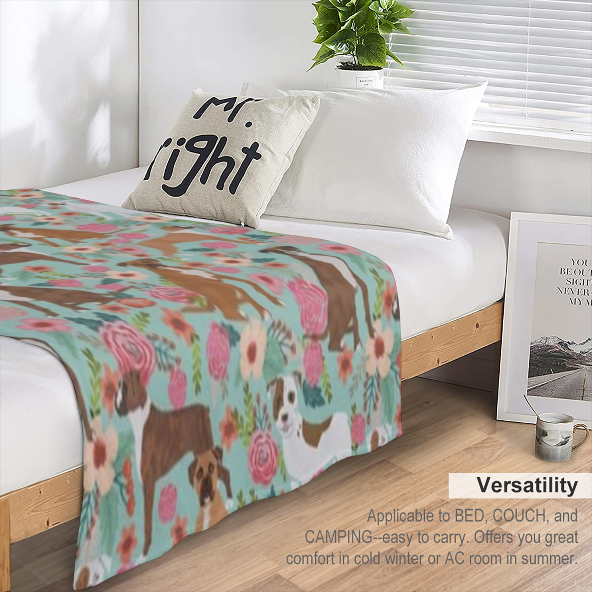 Boxer Dogs Blanket Flannel Throw Blankets Gifts for Boys Girls Adults Lightweight Warm Blanket for Sofa Bed Couch Bedroom Living Room Chair 50x40, 280GSM CozyFlannel MultiSizes, 4 Sizes Available