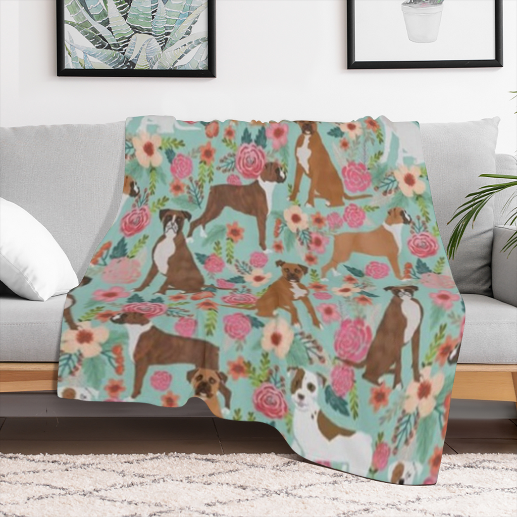 Boxer Dogs Blanket Flannel Throw Blankets Gifts for Boys Girls Adults Lightweight Warm Blanket for Sofa Bed Couch Bedroom Living Room Chair 50x40, 280GSM CozyFlannel MultiSizes, 4 Sizes Available
