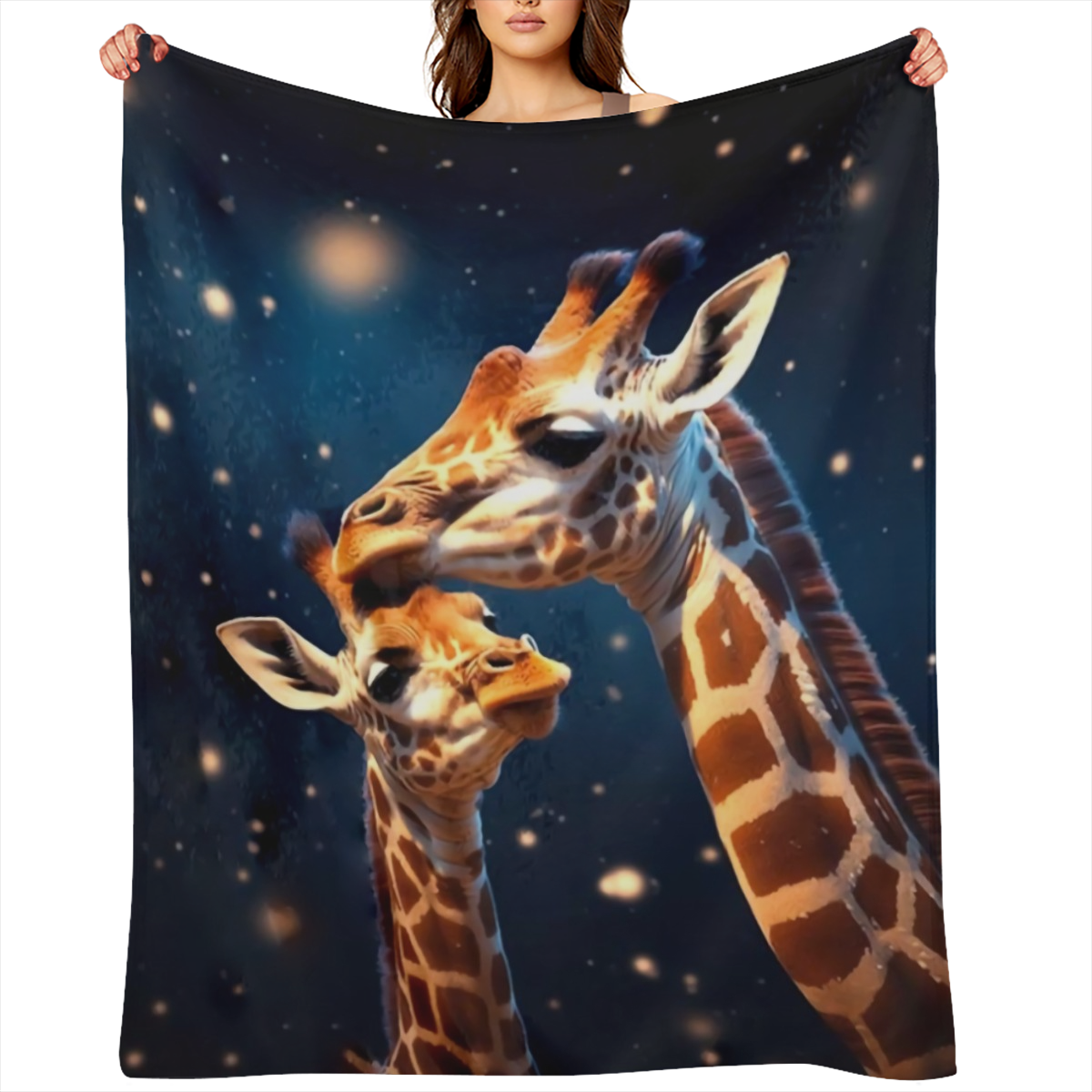 1pc Cozy Giraffe Print Soft Thin Blanket - Lightweight Flannel Throw for Sofa, Bed, Travel, Camping, Living Room, Office, Couch, Chair, and Bed - Warm, Fuzzy, Plush, and Compact