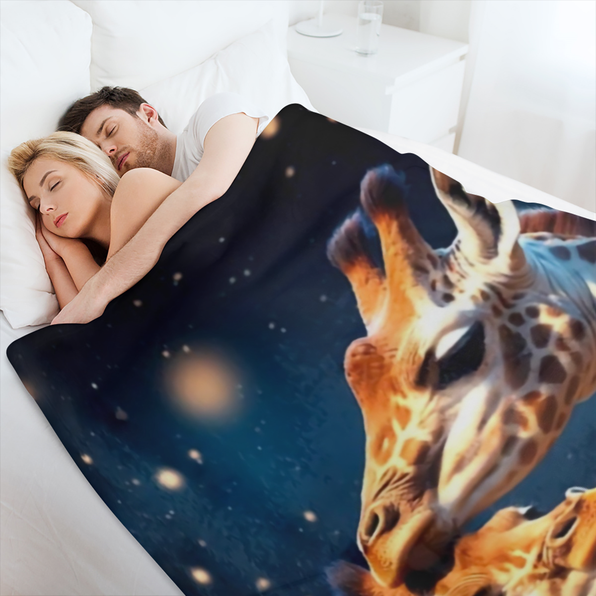 1pc Cozy Giraffe Print Soft Thin Blanket - Lightweight Flannel Throw for Sofa, Bed, Travel, Camping, Living Room, Office, Couch, Chair, and Bed - Warm, Fuzzy, Plush, and Compact
