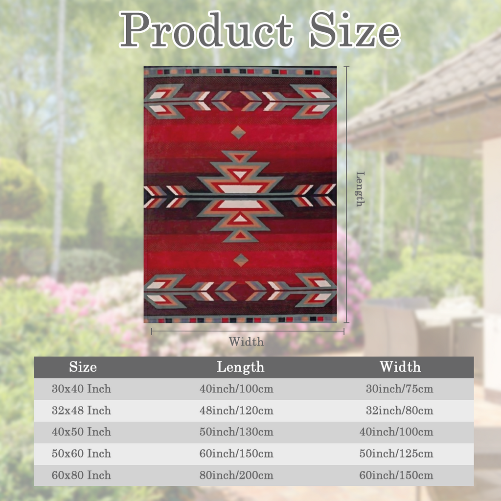 Bohemian-Inspired Red Geometric Pattern Flannel Throw Blanket - Soft Reversible Durable for All Seasons Perfect for Couch Bed Travel and Camping - Versatile Gift Idea