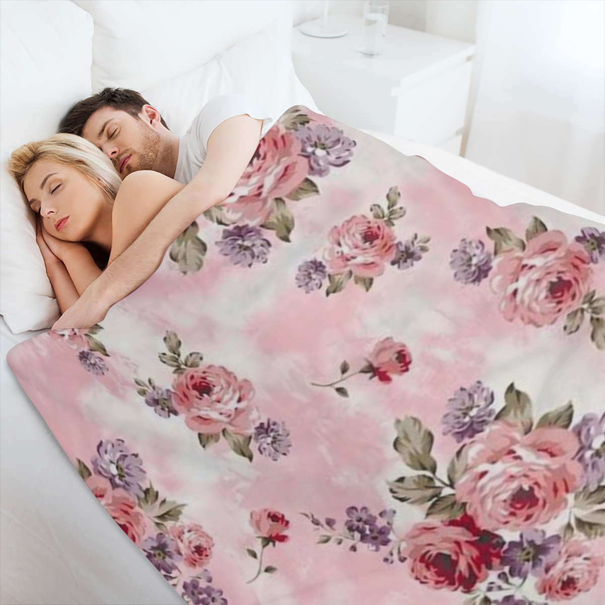 1PC Pink Flower Pattern Printed Blanket, Contemporary Style Blanket, Soft and Comfortable Blanket, Travel Sofa Bed, Office Home Decoration, Birthday Gift Blanket, Suitable for Boys, Girls, Adults, All