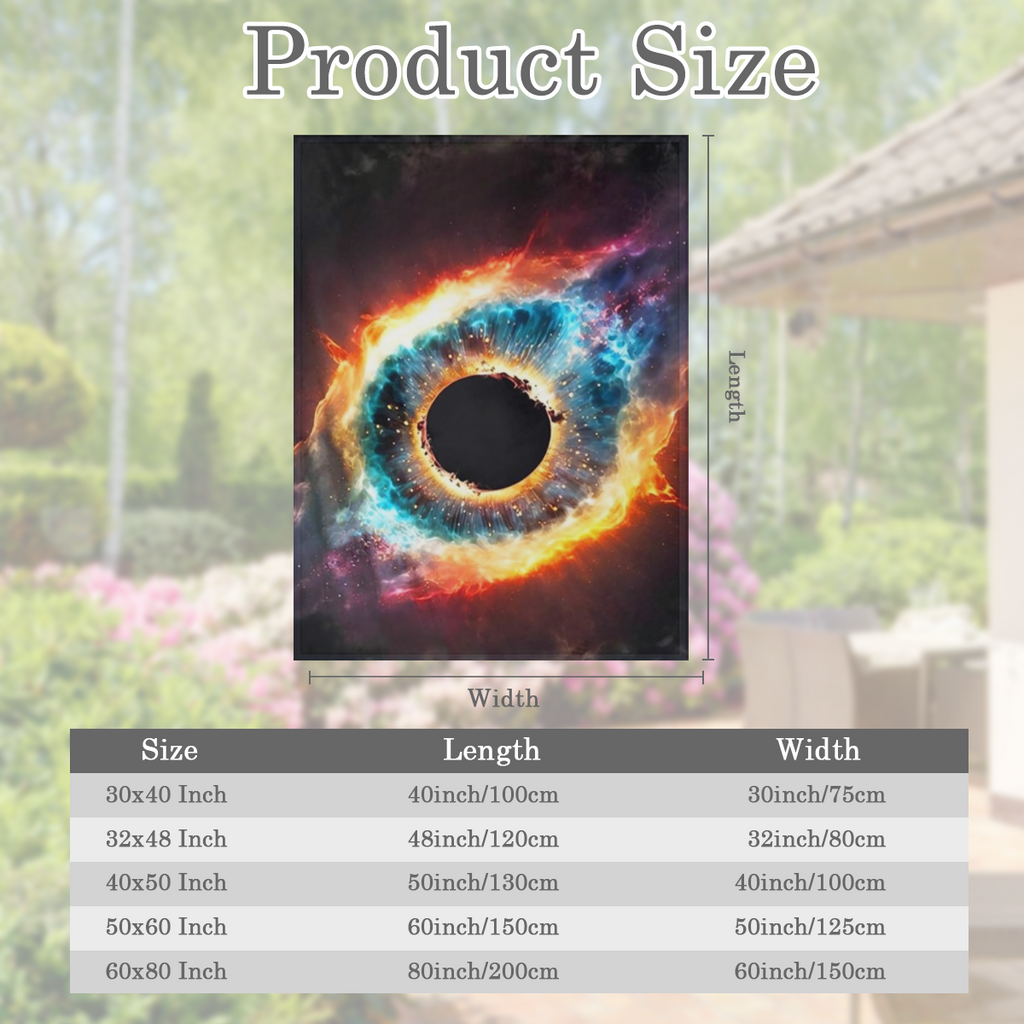 A modern cosmic Eye Black hole print soft warm knitted polyester blanket, tear resistant, allergen immune, suitable for sofa, bed, office, camping, travel, four seasons gifts - 200- 250 grams