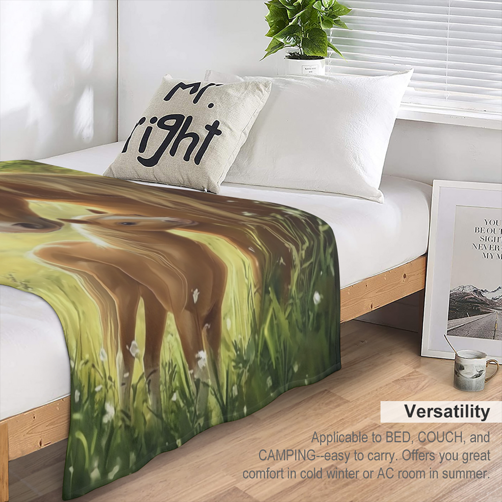 1pc Cozy Flannel Blanket with Heartwarming Horse and Foal Design - Soft, Multifunctional Throw for Outdoor Adventures, Home Decor, Valentine' s Day, Christmas, Thanksgiving, New Year' s Eve & More, Be