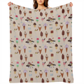Chocolate Throw Blanket, Arrangement of Various Ice Cream, Flannel Fleece Accent Piece Soft Couch Cover for Adults, Champagne Multicolor