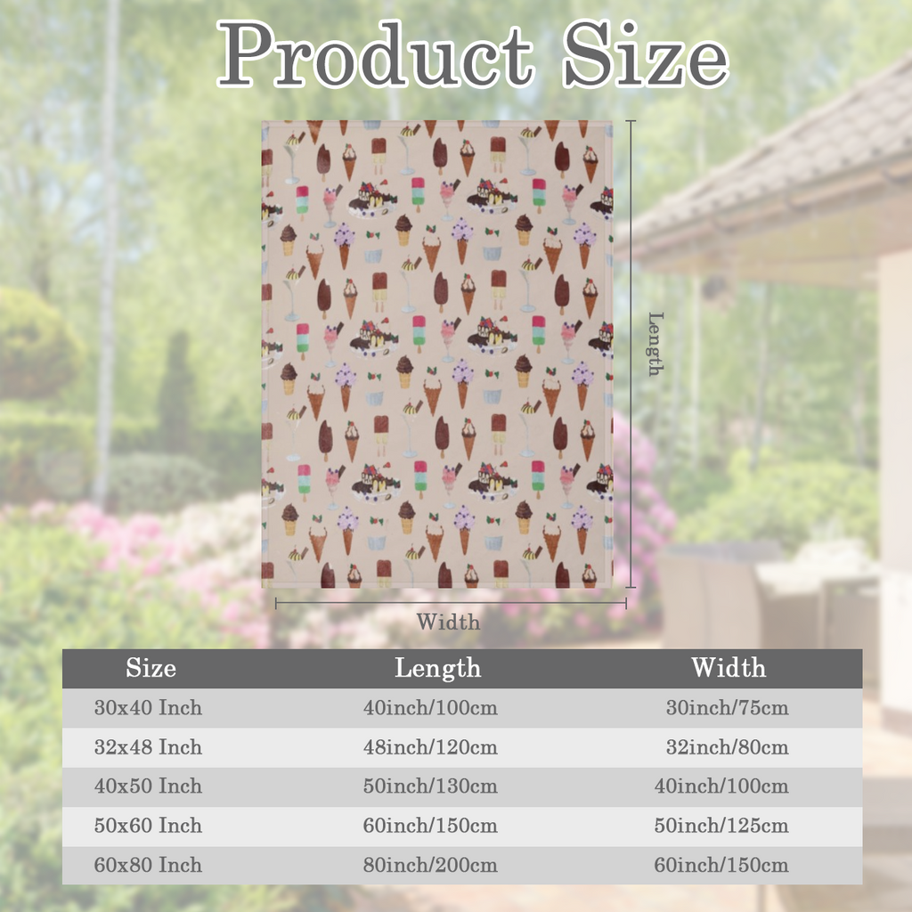 Chocolate Throw Blanket, Arrangement of Various Ice Cream, Flannel Fleece Accent Piece Soft Couch Cover for Adults, Champagne Multicolor
