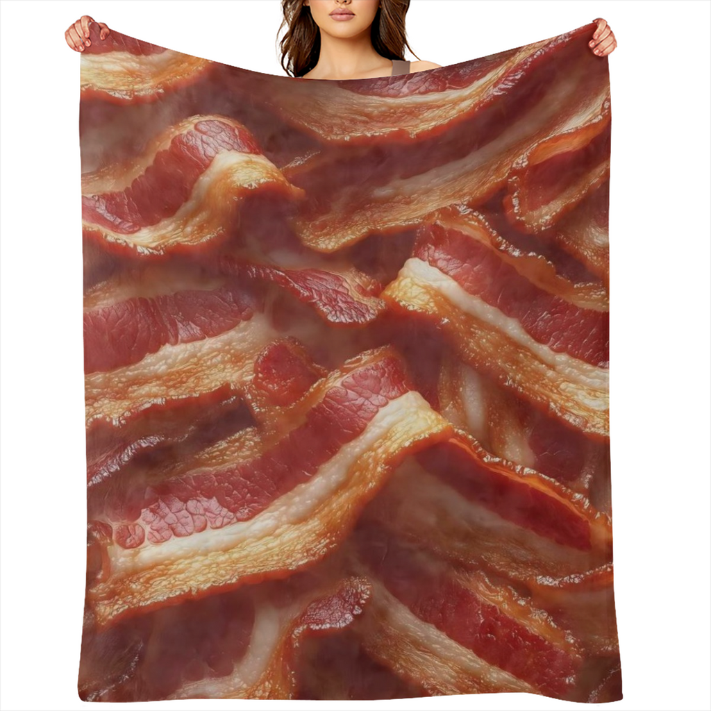 Bacon Lover' s Flannel Blanket Realistic Bacons for Food Enthusiasts Throw Soft Cozy Blankets for Quirky Kitchen Decor, Foodie Gifts, and Fun Home Accents