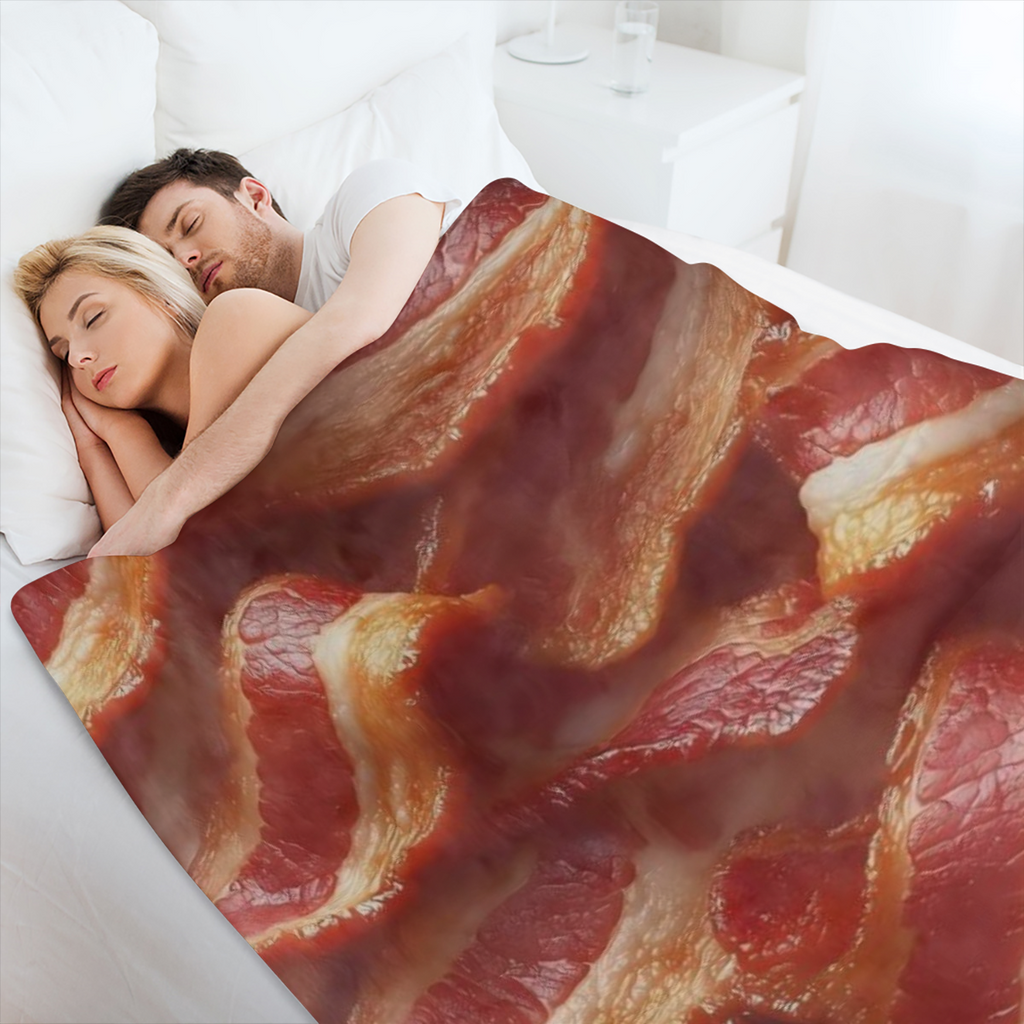 Bacon Lover' s Flannel Blanket Realistic Bacons for Food Enthusiasts Throw Soft Cozy Blankets for Quirky Kitchen Decor, Foodie Gifts, and Fun Home Accents
