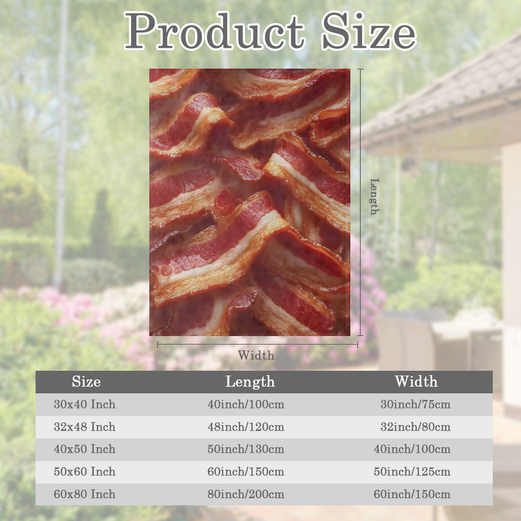 Bacon Lover' s Flannel Blanket Realistic Bacons for Food Enthusiasts Throw Soft Cozy Blankets for Quirky Kitchen Decor, Foodie Gifts, and Fun Home Accents