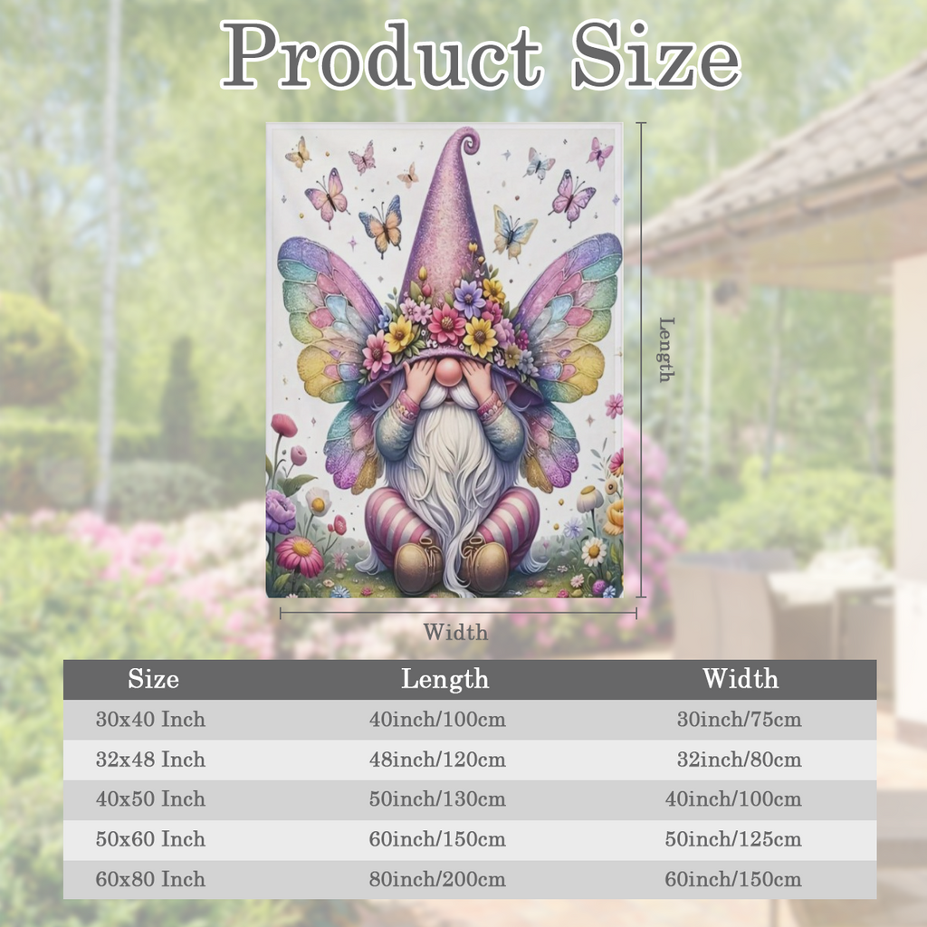 1pc Charming Purple Gnome Elf With Butterfly Cute Fun Print Flannel Blanket, Soft Warm Cozy Skin- friendly Machine Washable Blanket For Sofa Bed Car Camping Office Home Decor, Multipurpose Gift Blanke