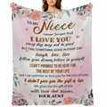 1pc Derived from the Heart Aunt to Niece Flannel Blanket Cozy Tear Resistant All Season Comfort with Floral Design Perfect Birthday or Special Occasion Gift for Niece, Blanket