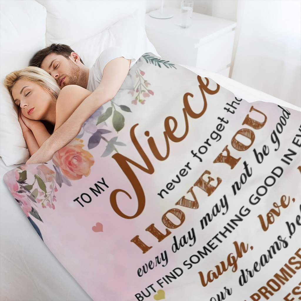 1pc Derived from the Heart Aunt to Niece Flannel Blanket Cozy Tear Resistant All Season Comfort with Floral Design Perfect Birthday or Special Occasion Gift for Niece, Blanket