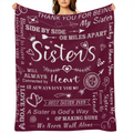 1pc To Sisters Gift Blanket, Lady' s Gift, Sister Gift, Birthday Gift, Christmas Soft Cozy Purple Flannel Blanket Christmas Presents, New Year' s Presents