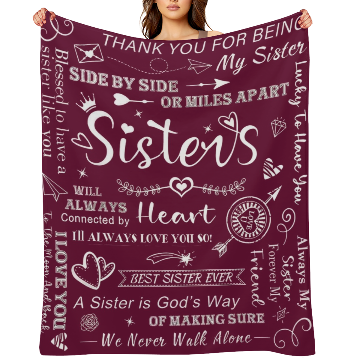 1pc To Sisters Gift Blanket, Lady' s Gift, Sister Gift, Birthday Gift, Christmas Soft Cozy Purple Flannel Blanket Christmas Presents, New Year' s Presents