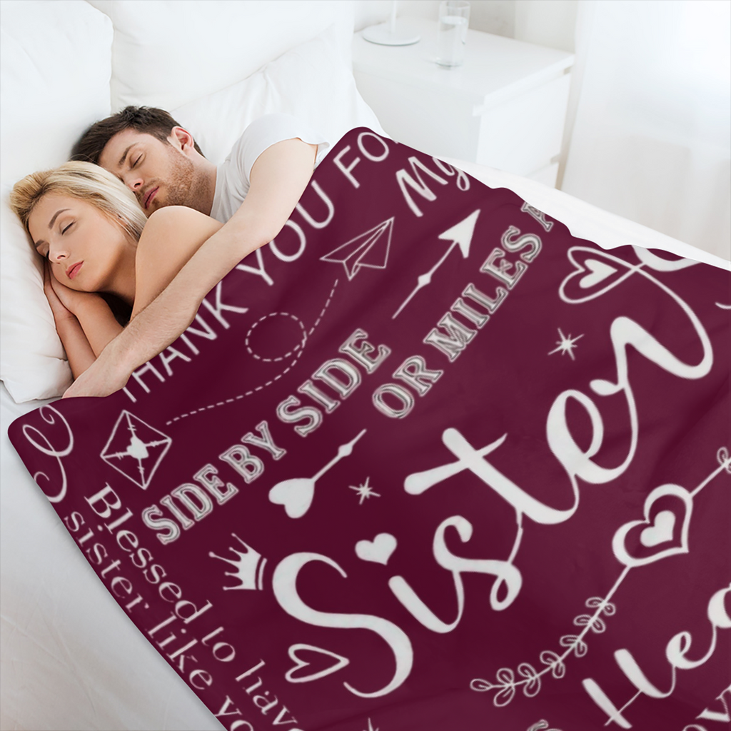 1pc To Sisters Gift Blanket, Lady' s Gift, Sister Gift, Birthday Gift, Christmas Soft Cozy Purple Flannel Blanket Christmas Presents, New Year' s Presents