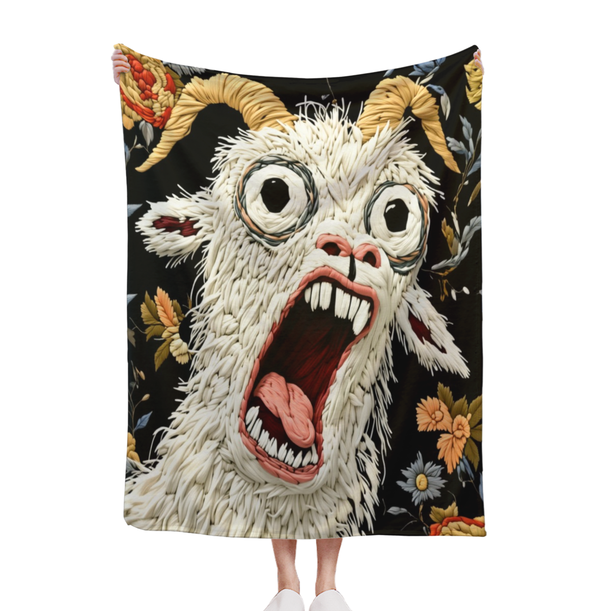 1pc Fluffy Flannel Blanket | Funny Screaming Goat Theme, Soft And Cozy Bedding Decorative Throw, Whimsical Style Sofa Nap Blanket, All-Season Living Room Bedroom Blanket, Multi-Functional Decorative T
